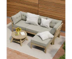 Playa Orsini Wooden Outdoor Lounge Set with Table | Modern Beige Cushion Outdoor Lounge Set | 4-6 Seater - 4 Seater Lounge