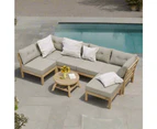 Playa Orsini Wooden Outdoor Lounge Set with Table | Modern Beige Cushion Outdoor Lounge Set | 4-6 Seater - 4 Seater Lounge