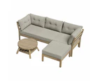 Playa Orsini Wooden Outdoor Lounge Set with Table | Modern Beige Cushion Outdoor Lounge Set | 4-6 Seater - 4 Seater Lounge