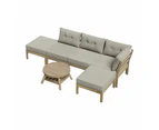 Playa Orsini Wooden Outdoor Lounge Set with Table | Modern Beige Cushion Outdoor Lounge Set | 4-6 Seater - 4 Seater Lounge