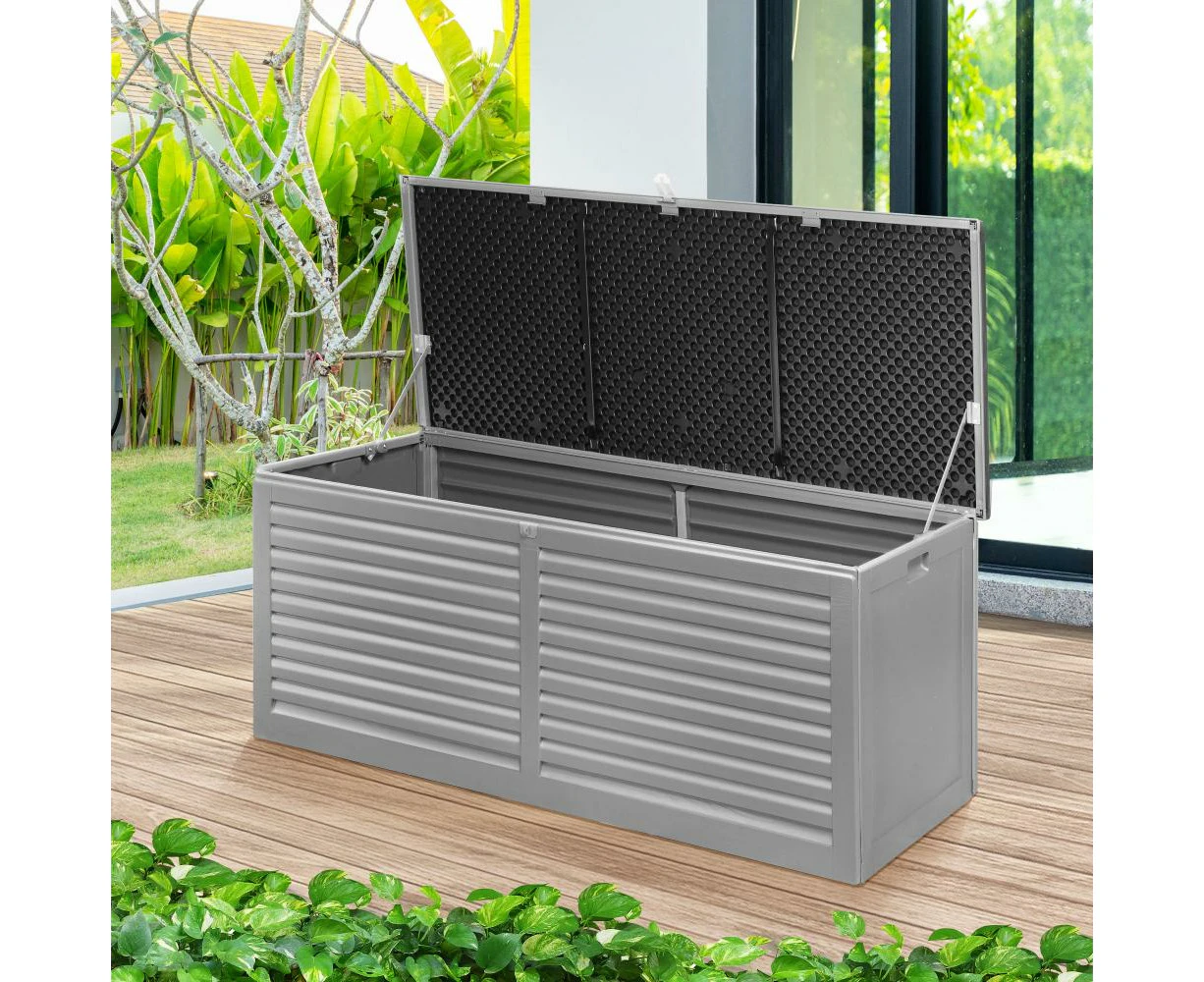 Forte Premium Weatherproof Outdoor Storage Box | Grey or Black Lockable Storage | Garage Storage Box by Livsip - Grey