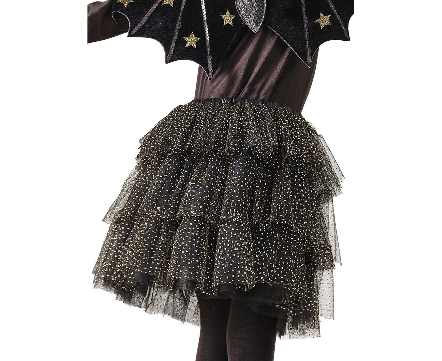 Sparkly Girls Deluxe Black Tutu with Gold Glitter