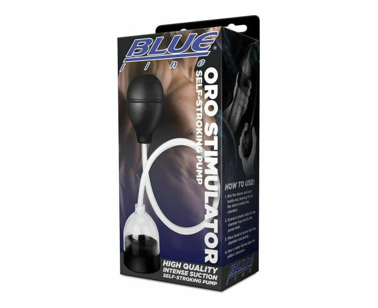 Blue Line Oro Stimulator Self Stroking Pump Intense Pleasure For Men Model Bls Sp 001 Clear And Black