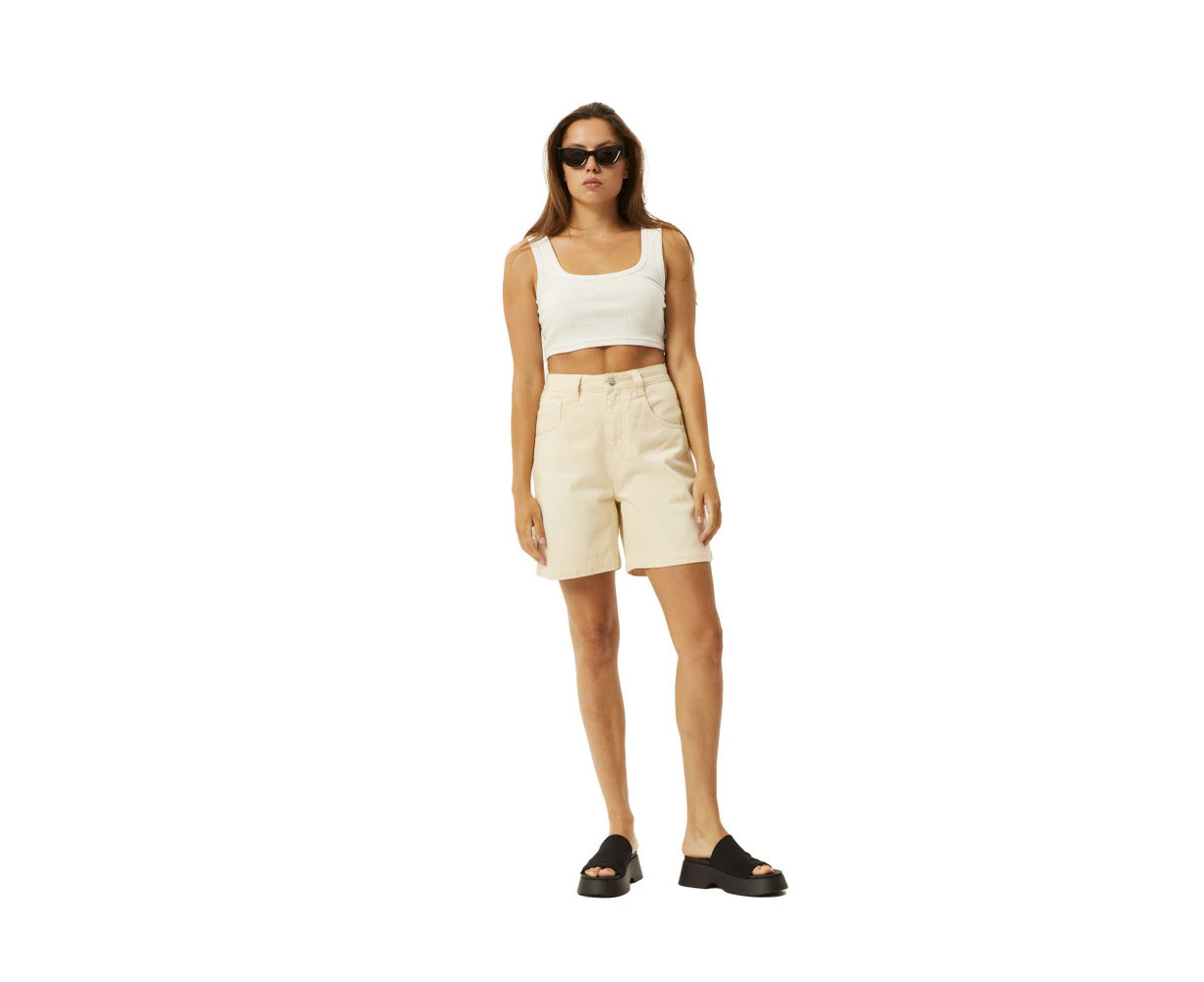 Afends Emilie Denim Workwear Short Womens in Sand