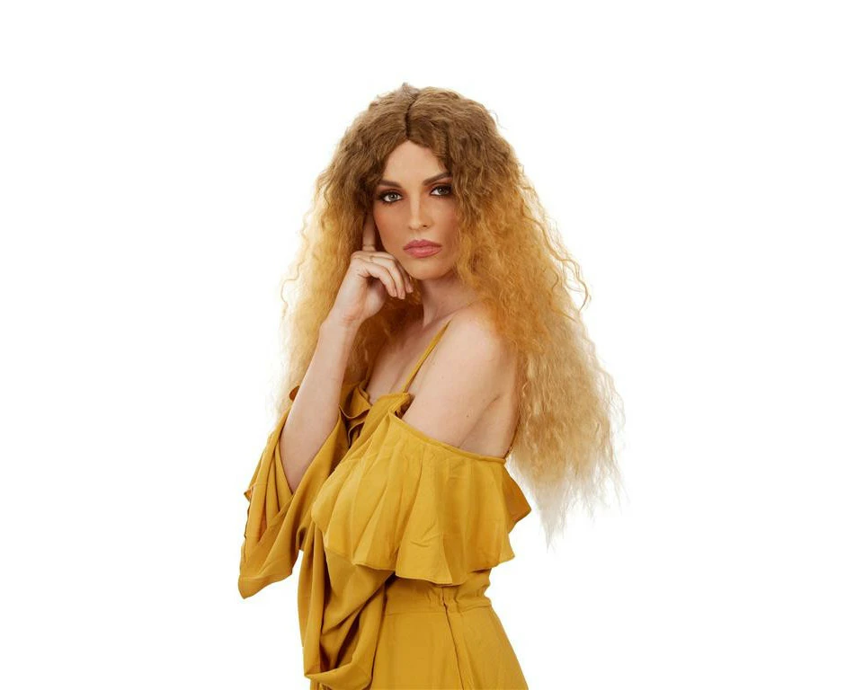 RnB Beauty (Beyonce Lemonade) Long Blonde Brown 80s Perm Womens Costume Wig - by Allaura