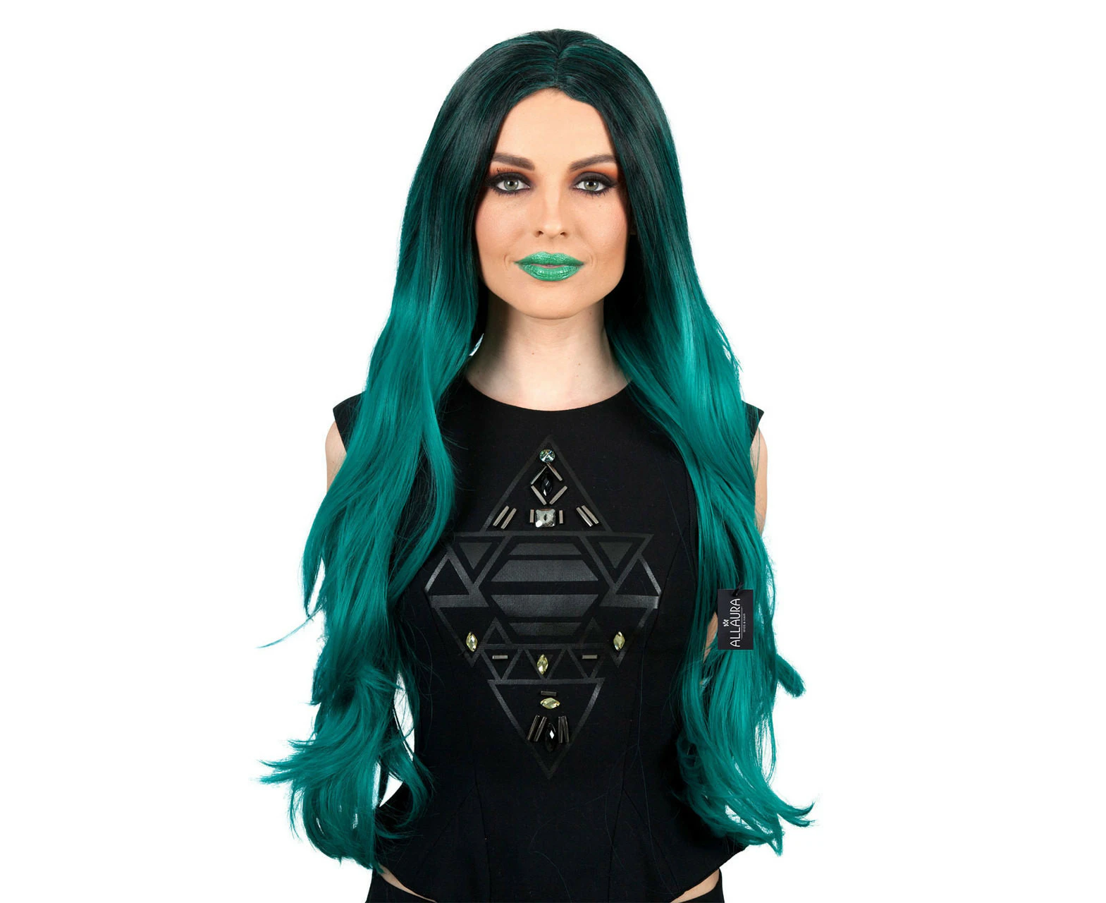 Hollywood Socialite Ombre Long Green Wig (Kylie Jenner Inspired) Cosplay Costume Wigs - by Allaura