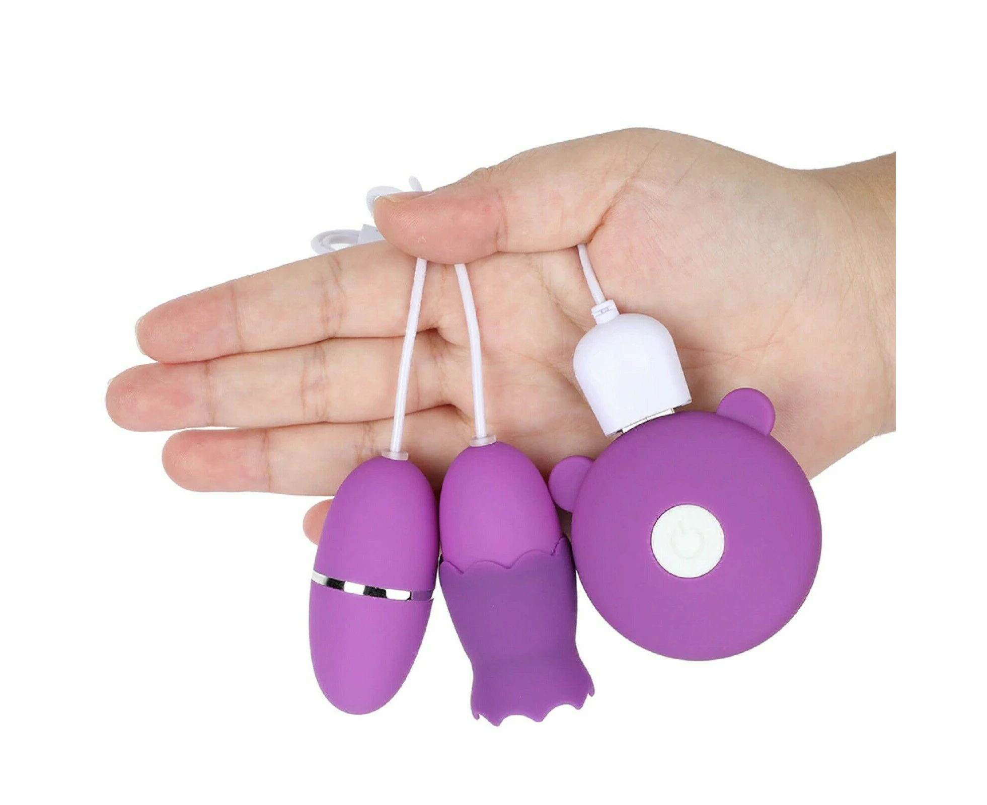 USB Licking Tongue Vibrator Bullet Egg - Purple