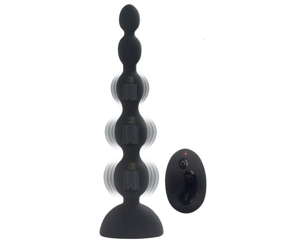 Aphrodisia Remote Control Vibrating Anal Plug with 3 Motors- Black