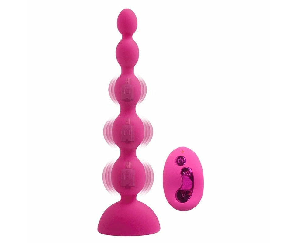 Aphrodisia Remote Control Vibrating Anal Plug with 3 Motors- Rose