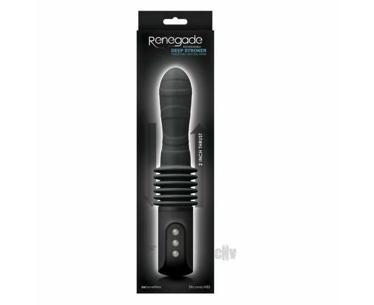 Renegade Rs 500 Deep Stroker Black Silicone Rechargeable Thrusting Vibrator For Men Intense Prostate Stimulation