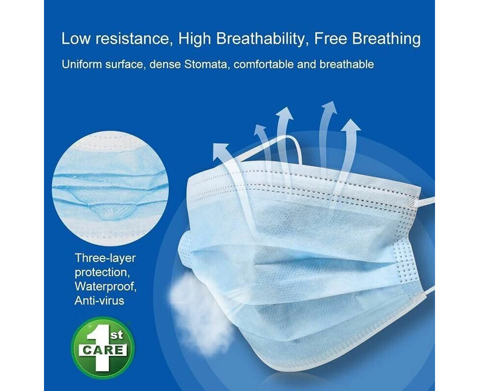 10x Disposable Face Mask 3 Ply Dust Filter Masks Protective 98% 3 Layer