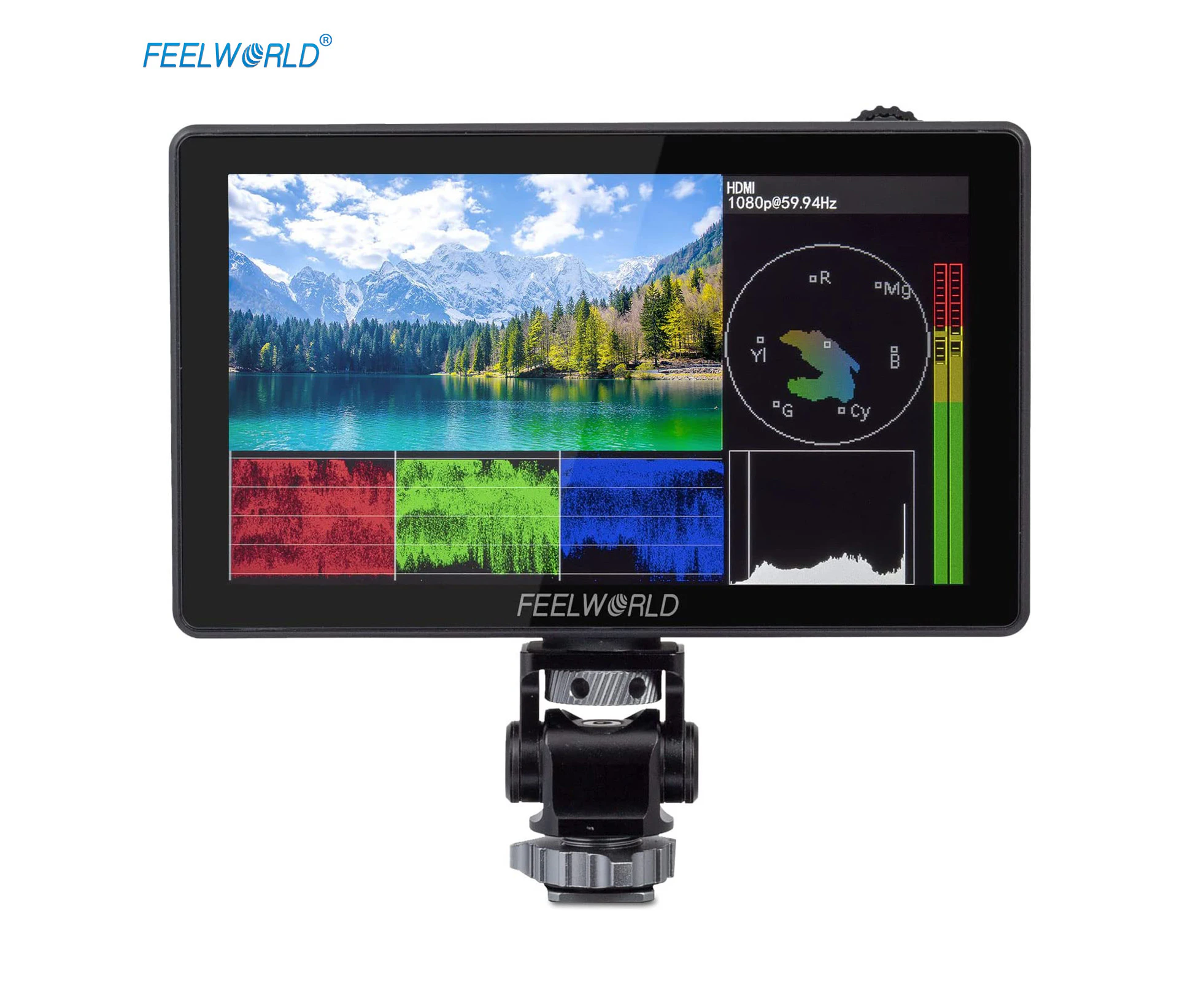 FEELWORLD LUT5 5.5 Inch DSLR Camera Field Monitor Video Monitor 3000nits Ultra Bright Auto Dimming Touchscreen HDR Monitoring 3D LUT with 4K HDMI Input & O