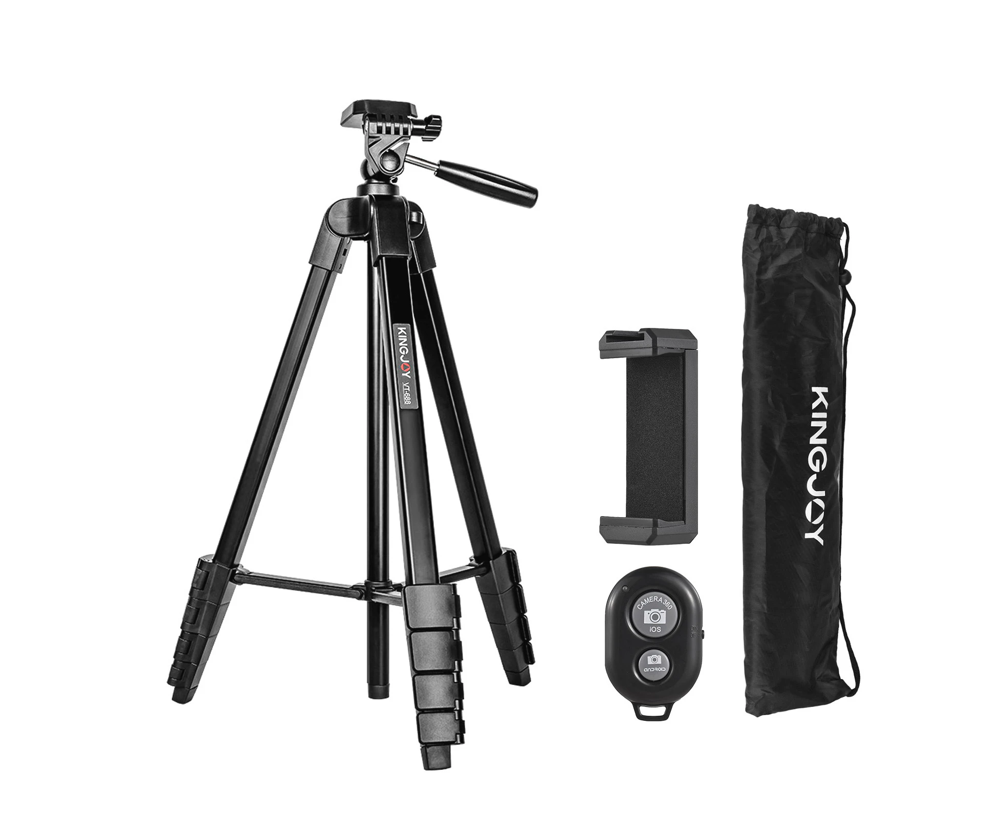 KINGJOY VT-688 675-inch Tripod Stand Desktop Tripod Stand 2kg/4.4lbs Load Capacity 5 Levels Height Adjustable with 1/4in Threaded Screw Pan Tilt Ballhead P