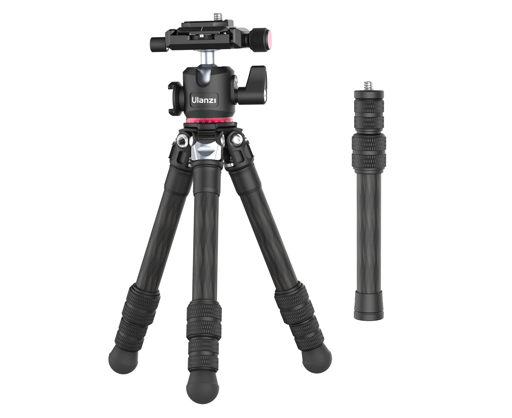 Ulanzi MT-20 71.4cm/28.1in Portable Photography Carbon Fiber Tripod Stand 3kg Load Capacity with 360° Panoramic Ballhead Arca-Swiss QR Plate Cold Shoe Mou