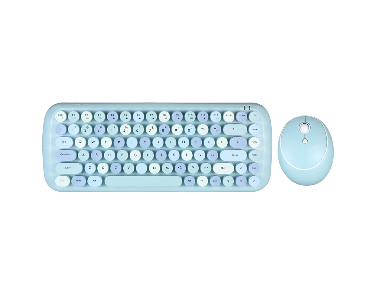 Mofii CANDY Keyboard Mouse Combo Wireless 2.4G Mixed Color 84 Key Mini  Keyboard Mouse Set with Circular Punk Key Caps Blue