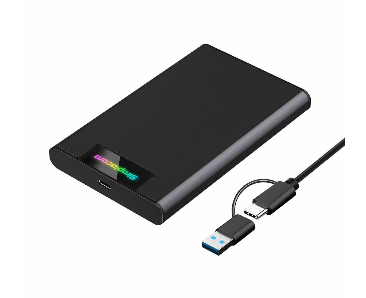 Simplecom SE239 Tool-free 2.5 inch SATA HDD SSD to USB-C Enclosure with RGB Lights USB 3.2 Gen 2