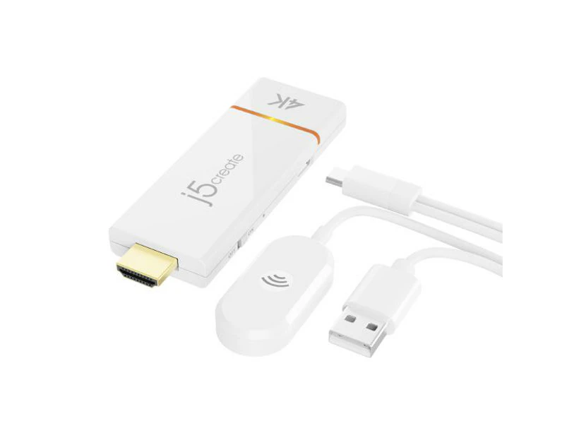 J5create JVAW76 ScreenCast 4K Wireless Display Adapter - Cast Laptop to TV (Supports Miracast, AirPlay, Chromecast, Windows, macOS, iOS, Android)