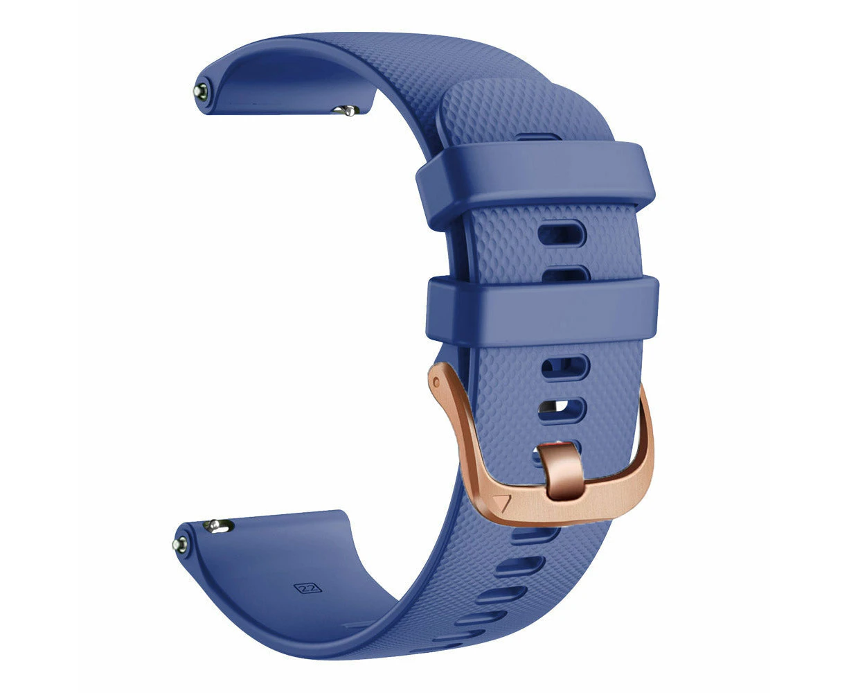 Garmin Vivomove 3s Silicone Watch Straps with Rose Gold Buckles - Navy Blue