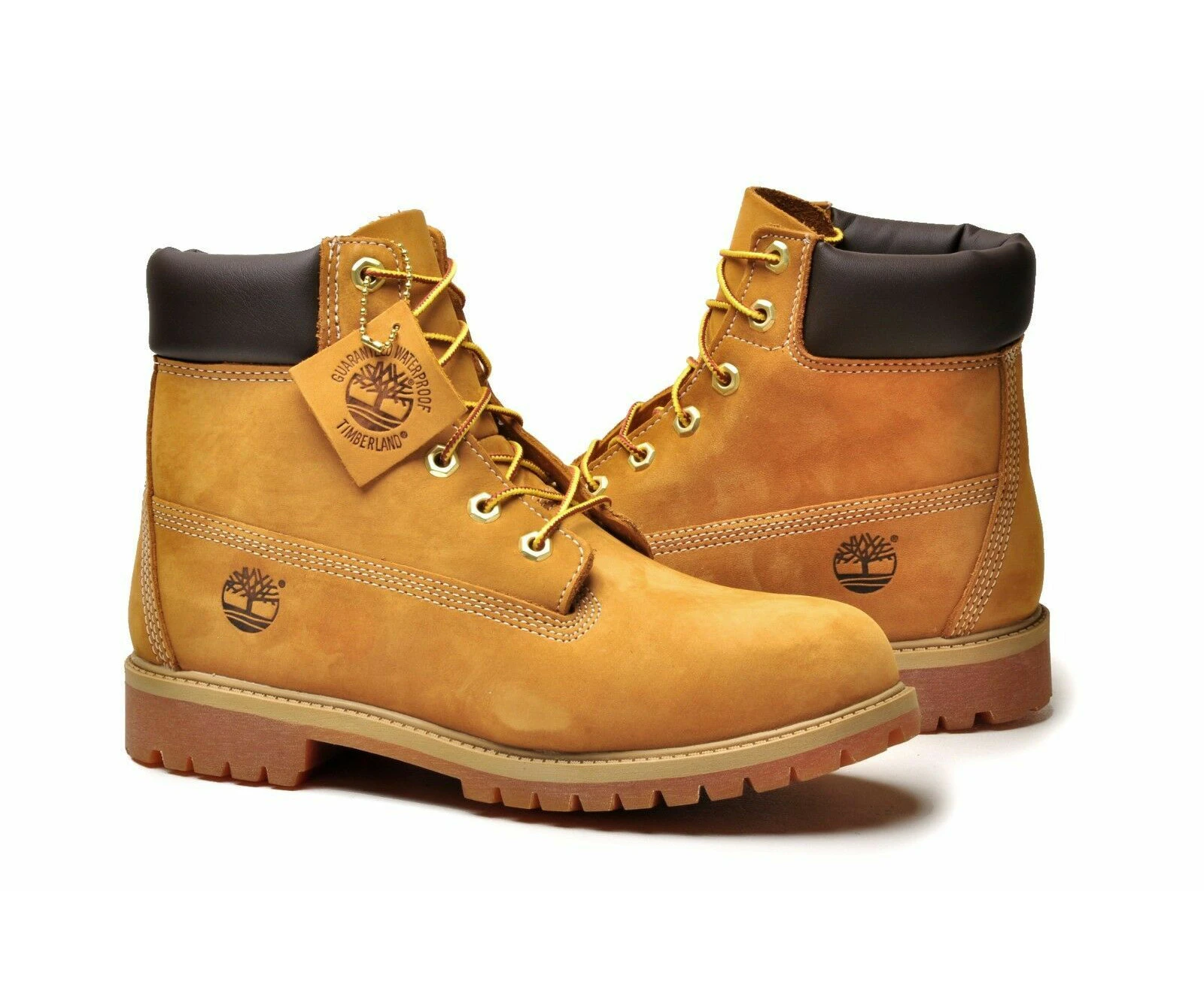 Timberland Womens Premium 6" Waterproof Leather Boots Shoes - Wheat Nubuck