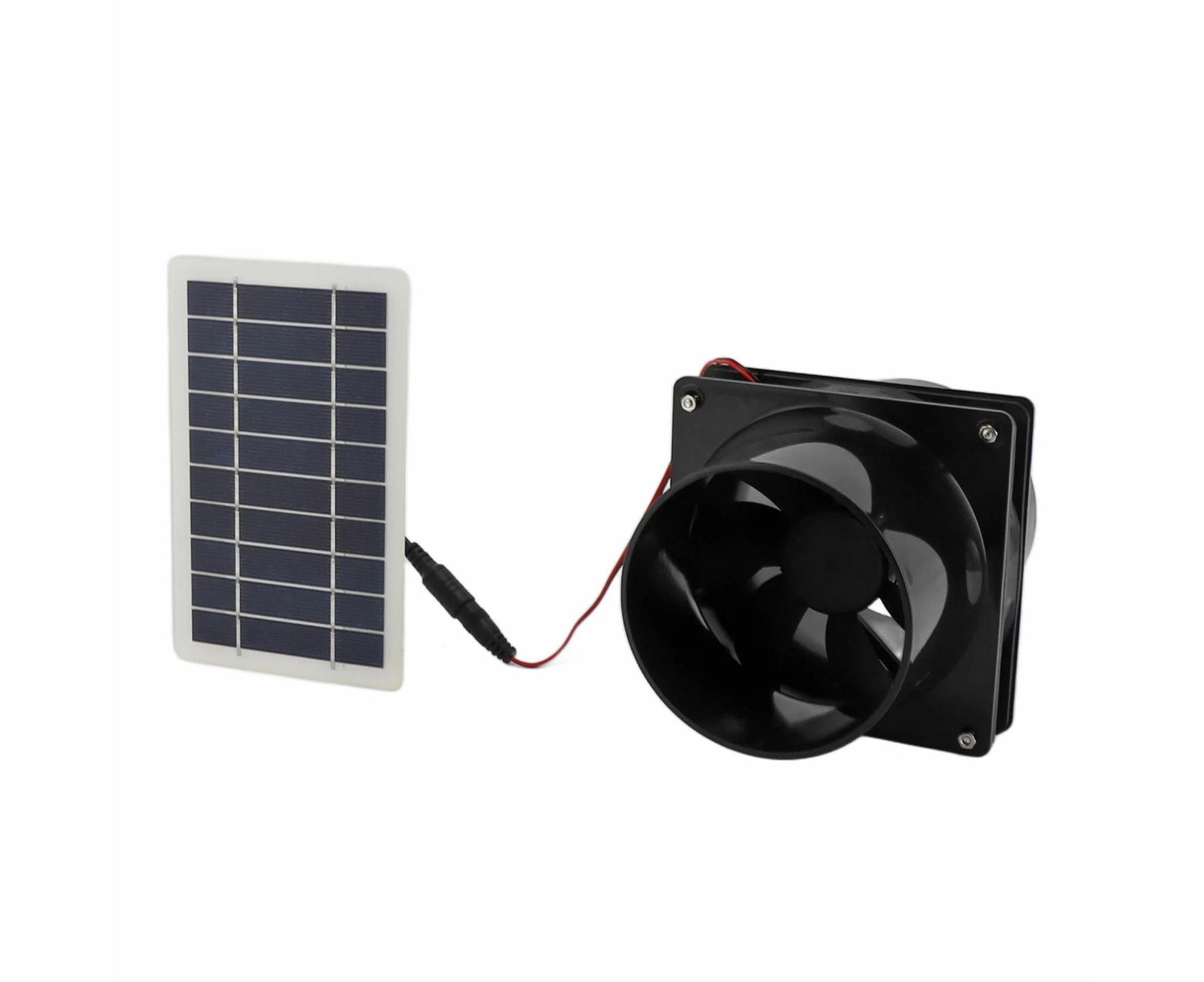 Solar Powered Exhaust Fan for Round Pipe, 10W 12V Solar Panel Ventilation Fan Kit for Outside, Greenhouse, Attics, Chicken Coop, Garage, Basement