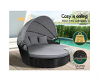 ALFORDSON Outdoor Sun Lounge Day Bed Wicker Sofa Bed Garden Furniture Black