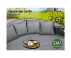 ALFORDSON Outdoor Sun Lounge Day Bed Wicker Sofa Bed Garden Furniture Black