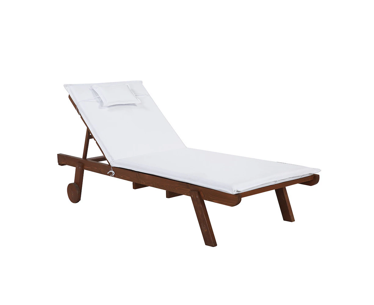 HORTIKRAFT Outdoor Sun Lounge with Cushion Wheels Beach Chairs Wooden Adjustable Adirondack