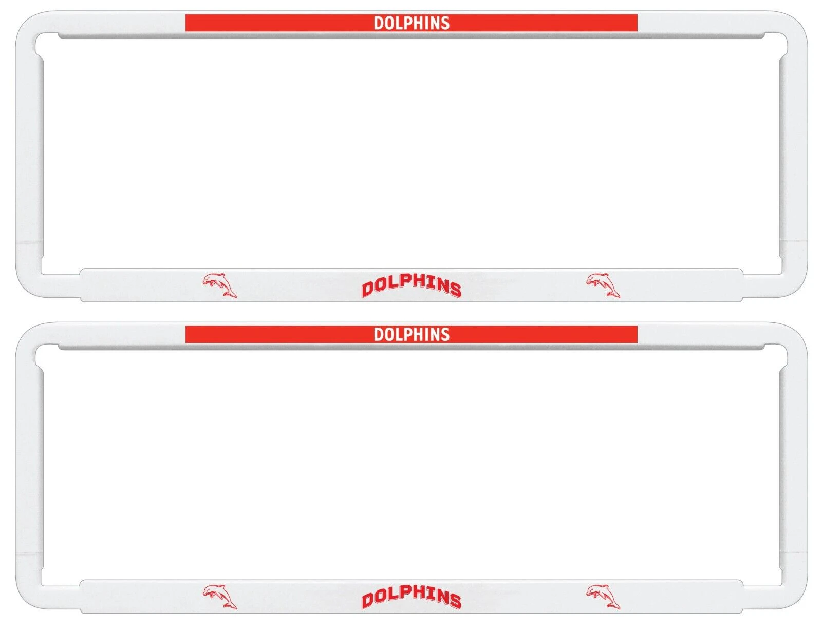 NRL Car Number Plate Frame - Set Of Two - Dolphins - Front/Back