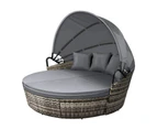 ALFORDSON Outdoor Sun Lounge Day Bed Wicker Sofa Bed Garden Furniture Grey