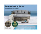 ALFORDSON Outdoor Sun Lounge Day Bed Wicker Sofa Bed Garden Furniture Grey