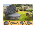 ALFORDSON Outdoor Sun Lounge Day Bed Wicker Sofa Bed Garden Furniture Grey