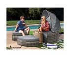 ALFORDSON Outdoor Sun Lounge Day Bed Wicker Sofa Bed Garden Furniture Grey