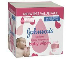 Johnson's Baby Skincare Wipes Lightly Fragranced 6 x 80's (480)