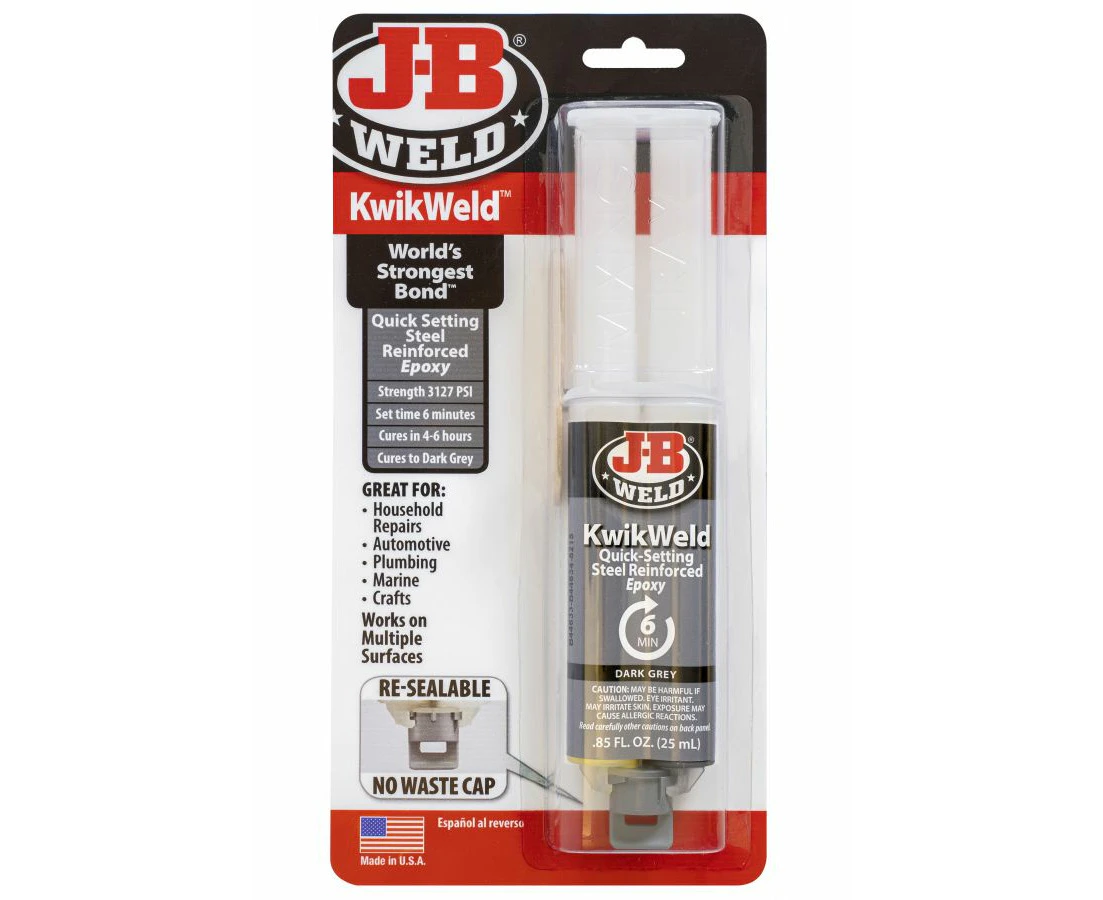 JB Weld Automotive Kwik Weld Steel Reinforced Epoxy Glue Syringe J-B Weld #50176