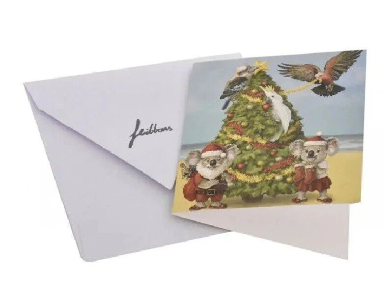 8pk Christmas Greeting Card & Envelope Australian Animal  Xmas Card Gift