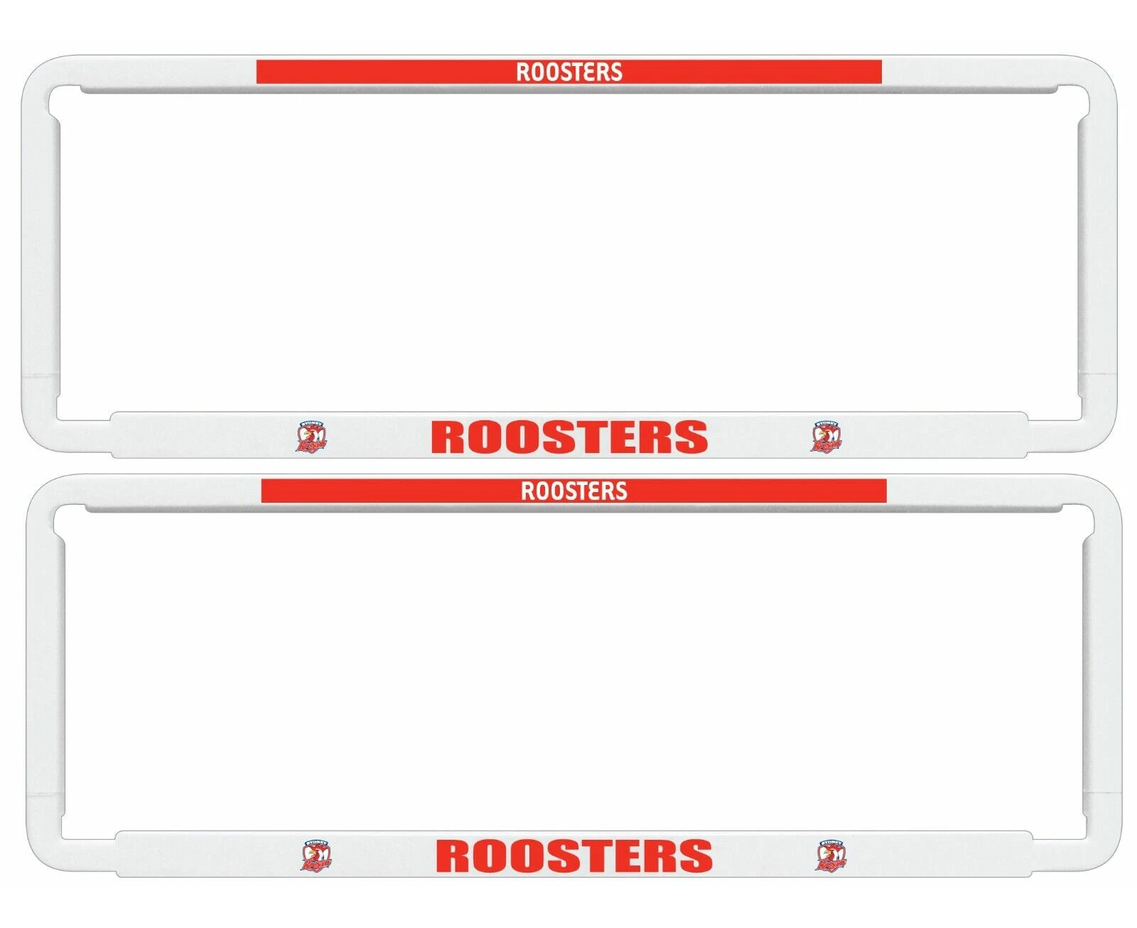 NRL Car Number Plate Frame - Set Of Two - Sydney Roosters - Front/Back