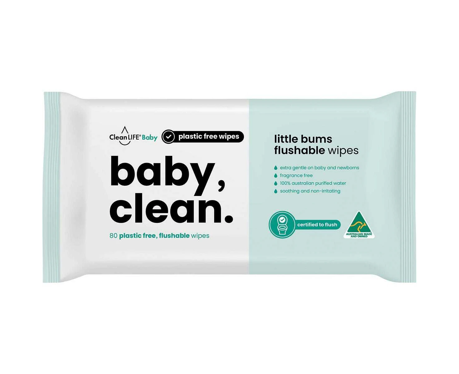 Baby Clean Gentle Flushable Wipes x80