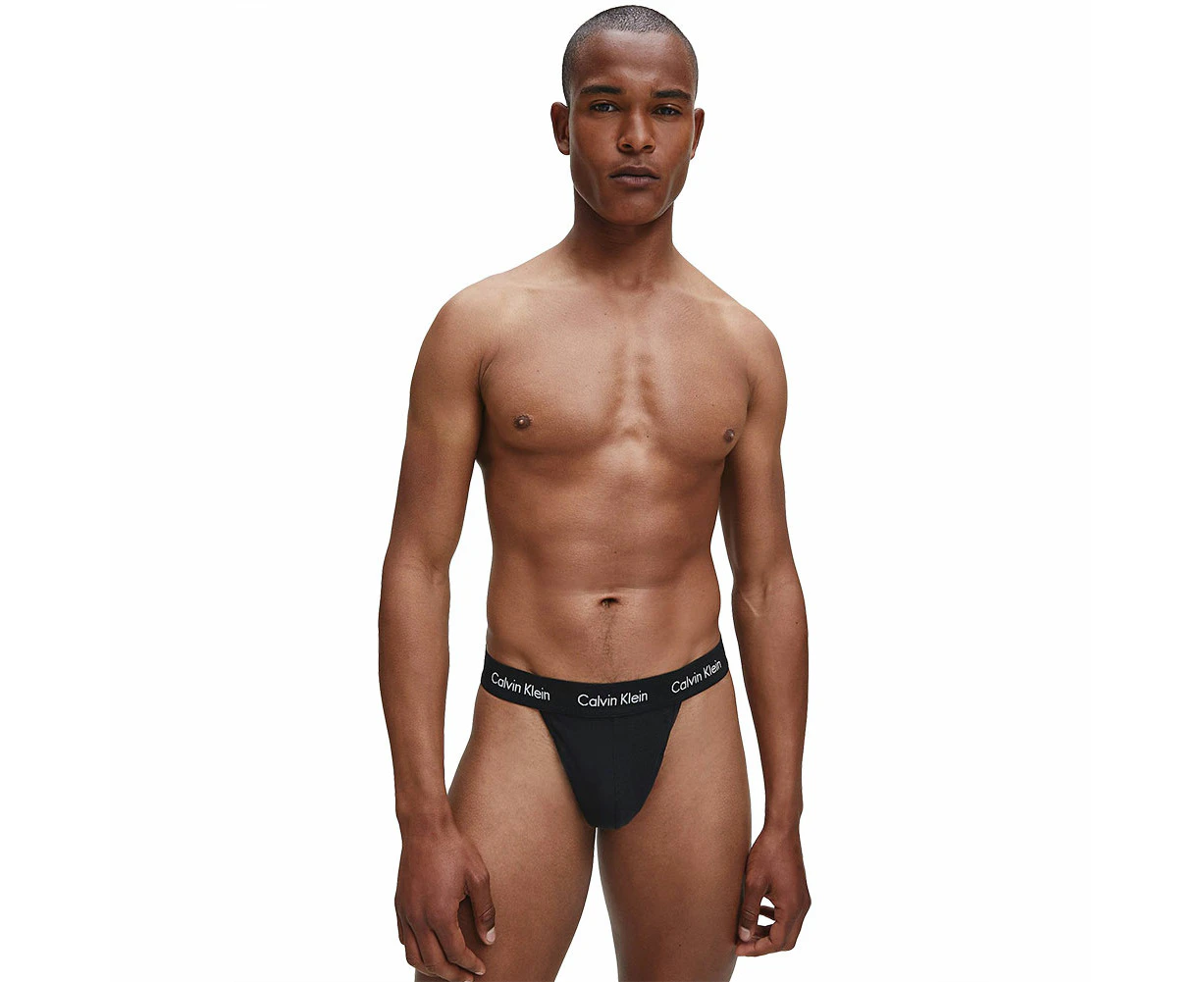 Calvin Klein Cotton Stretch 2-Pack Thongs NB2208 Black