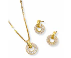 CKCO- PVD 18K Gold Plated Radiant Circle Duo Necklace Set - Golden