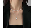 CKCO- PVD 18K Plated Love connection Duo Necklace- Silver