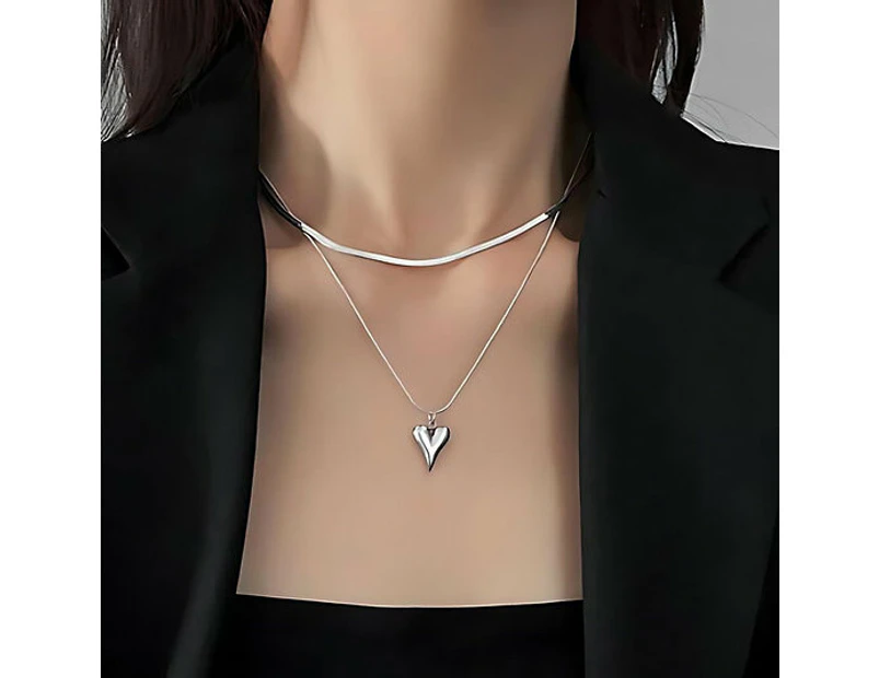 CKCO- PVD 18K Plated Love connection Duo Necklace- Silver