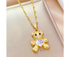 CKCO- PVD 18K Gold Plated Cuddly Bear Necklace and Earring Set- Golden