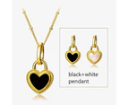 CKCO- PVD 18K Gold Plated Black Gem Heart Necklace - Golden