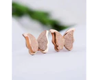 CKCO- PVD 18K Gold Plated Sparkling Butterfly Earrings - Rose Gold