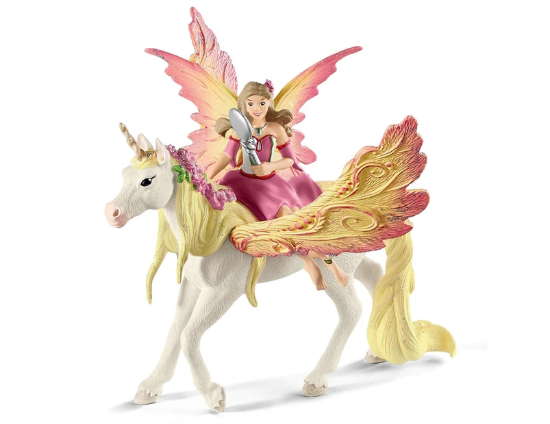 3pc Schleich 7.1'' Fairy Feya w/ Pegasus Unicorn Figure Kids Play Toy Set 5-12y