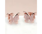 CKCO- PVD 18K Gold Plated Sparkling Butterfly Earrings - Rose Gold