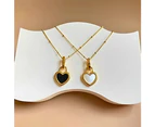 CKCO- PVD 18K Gold Plated Black Gem Heart Necklace - Golden