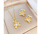 CKCO- PVD 18K Gold Plated Cuddly Bear Necklace and Earring Set- Golden