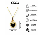 CKCO- PVD 18K Gold Plated Black Gem Heart Necklace - Golden