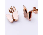 CKCO- PVD 18K Gold Plated Sparkling Butterfly Earrings - Rose Gold